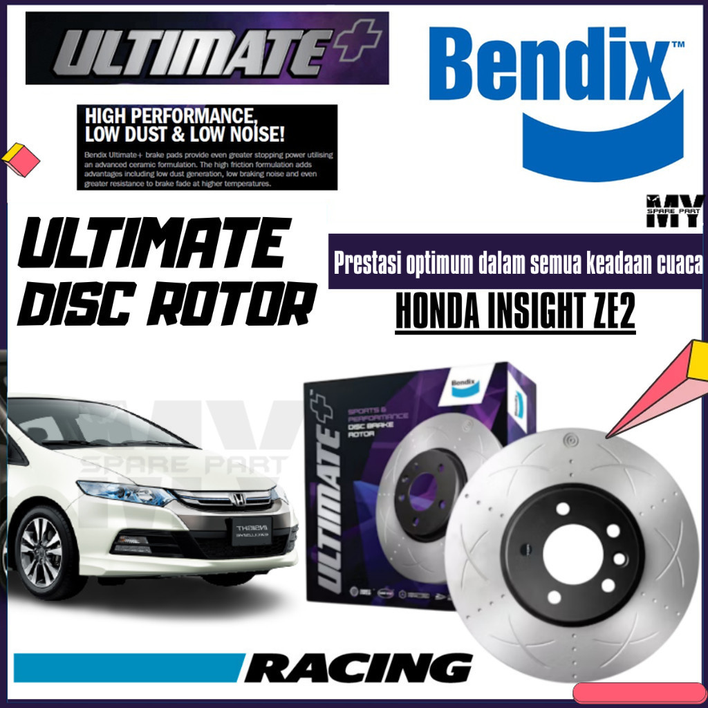 Bendix Ultimate Front Set Disc Rotor - Honda Insight ZE2 Hybrid BR474 ULT
