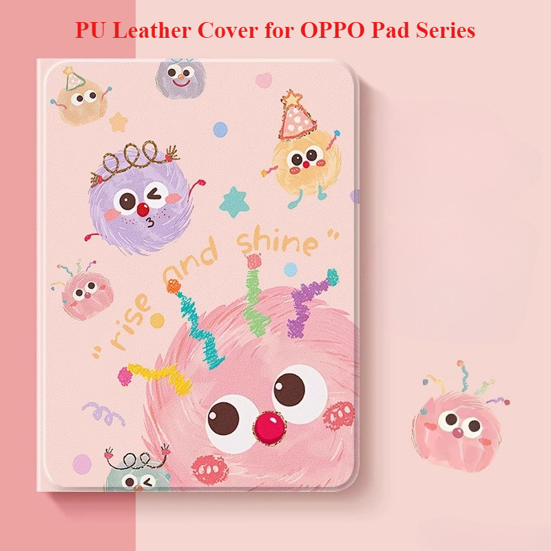 เหมาะสําหรับOppo Pad5/Pad SE/Pad4pro/Pad3Pro/Pad3/2 Pad Neo/Air2 แท็บเล็ตป้องกันกรณีVivo Pad5proชิ้นเดียวซิลิโคนAnti DROPน่ารักFur Ballรูปแบบหนังกรณี