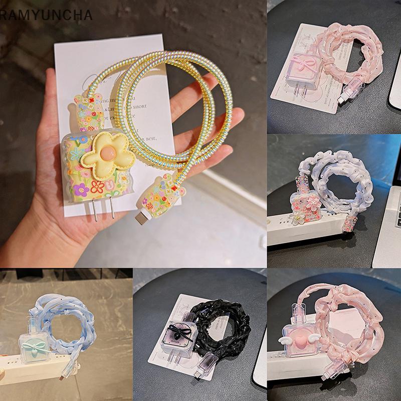 RAM สําหรับ IPhone 17 Charger Protector ฝาครอบ 18W 20W สีชมพูน่ารัก Bow Anti Break Scratch Proof สาย