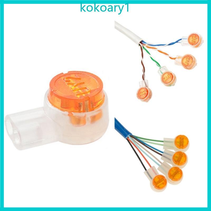KOKO 100PCS กันน้ําสีส้มใสปุ่มโทรศัพท์ตัวเชื่อมต่อสายไฟ UY2 Butt Splice Connector K2 เทอร์มินัลสายเค