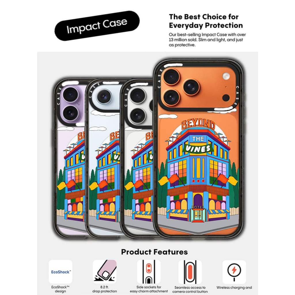 CASECASE X Beyond The Vines Hotel Case Black Edge Clear Hard Magnetic Vacuum Impact Case สําหรับ App