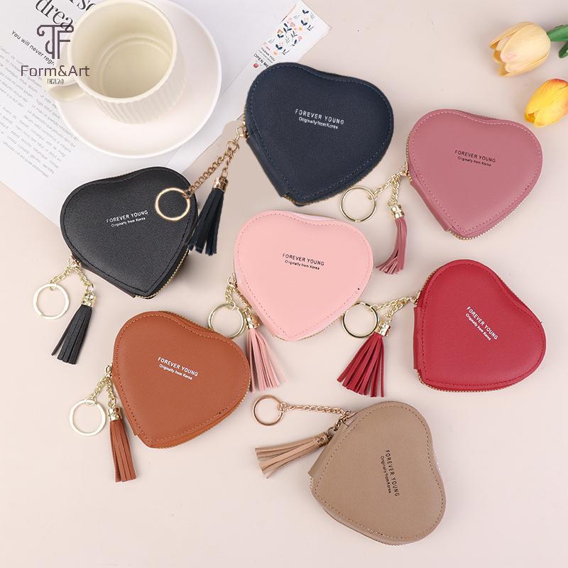 Form & Art กระเป๋าเหรียญPU หนังเงิน พวงกุญแจแบบซิป ใช้ได้ทั้งผู้ชายและผู้หญิง