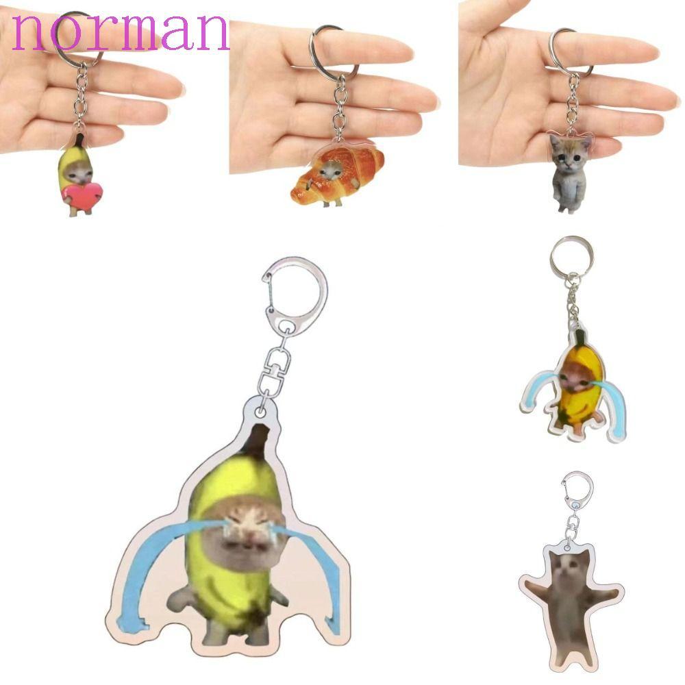 NORMAN Happy Banana Cat พวงกุญแจ, Banana Cat กระเป๋าเป้สะพายหลัง Charm Banana Cat ห่วงโซ่โทรศัพท์มือ