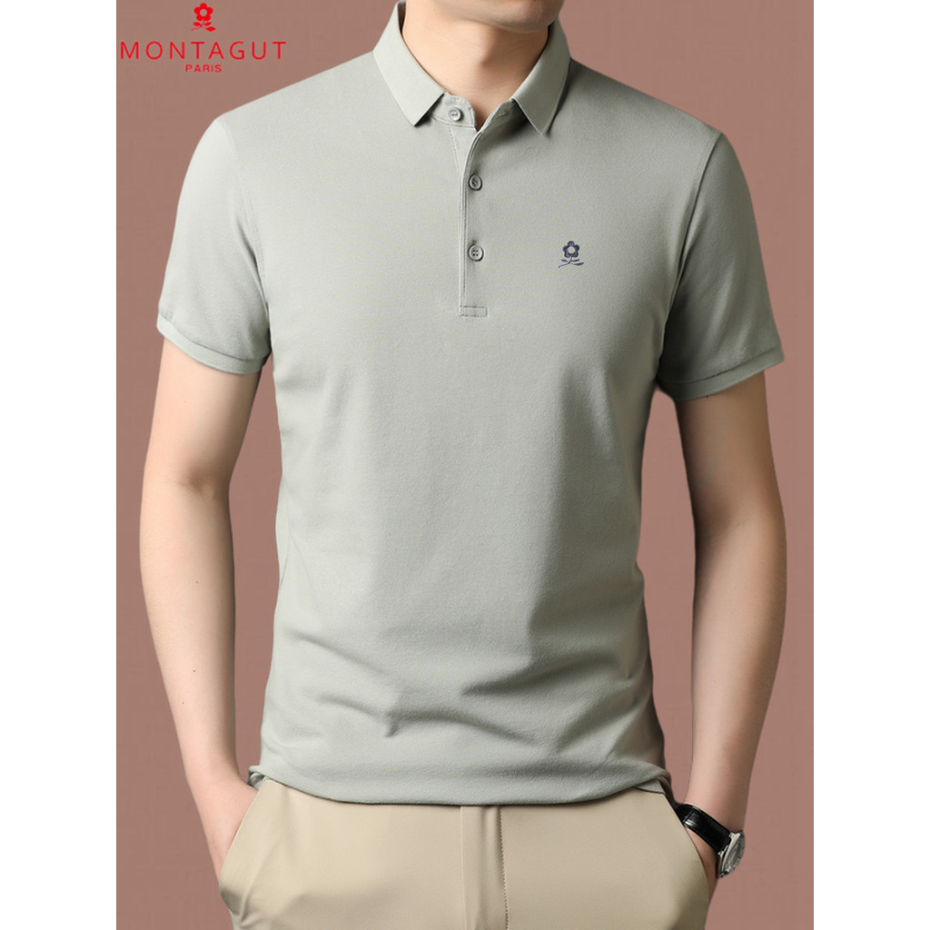 นำเข้า Montagut เสื้อโปโลแขนสั้นผู้ชาย ผ้าฝ้ายแท้ สไตล์ใหม่สำหรับฤดูร้อน