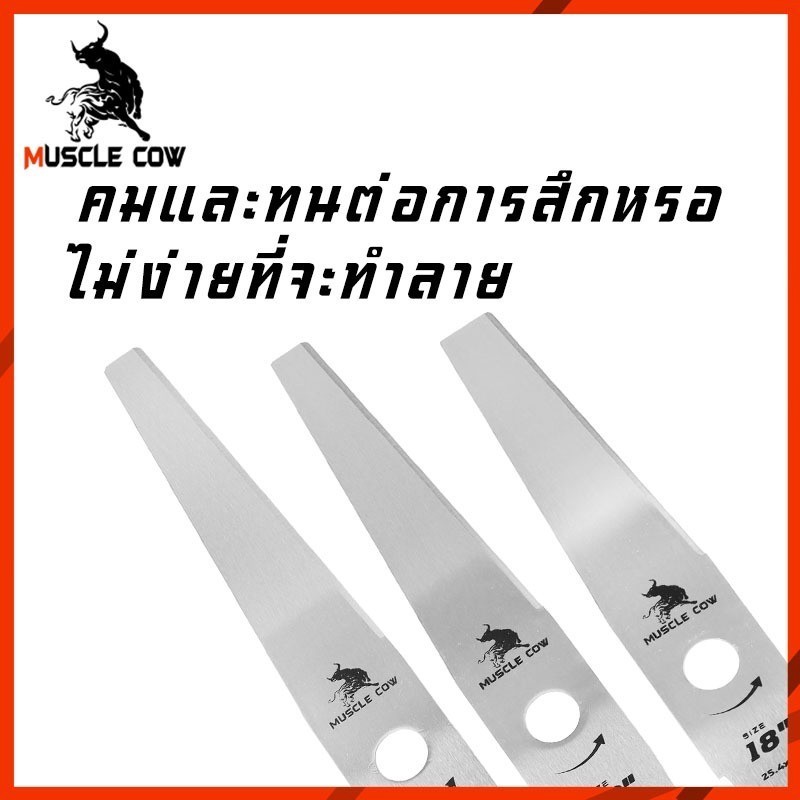 MUSCLE COW ใบมีดตัดหญ้า 18/20/22 นิ้ว ตรง-โค้ง คม ทน เหล็กคุณภาพ เหมาะกับเครื่องตัดหญ้าทั่วไป - รูปที่ 2