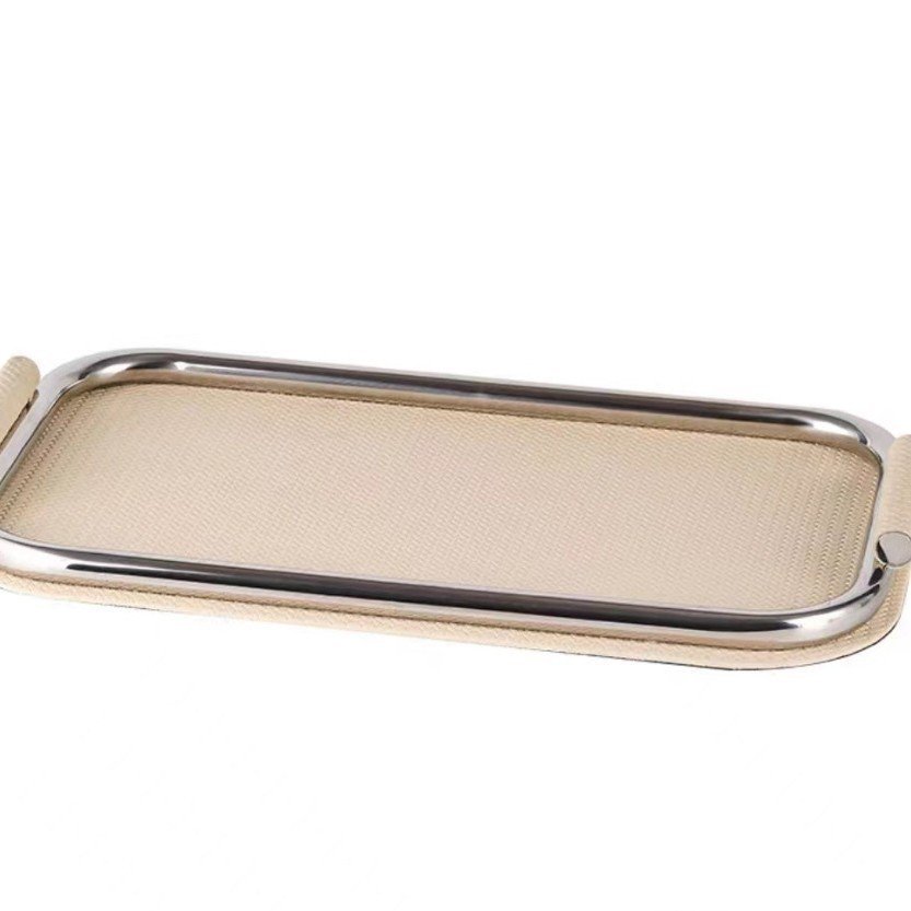 ถาดทีถาดตกแต่งถาดเก็บห้องพักรุ่นสํานักงานขายกระดาษหนังที่ทันสมัยเรียบง่ายสก์ท็อปสร้างสรรค์นุ่มตกแต่ง