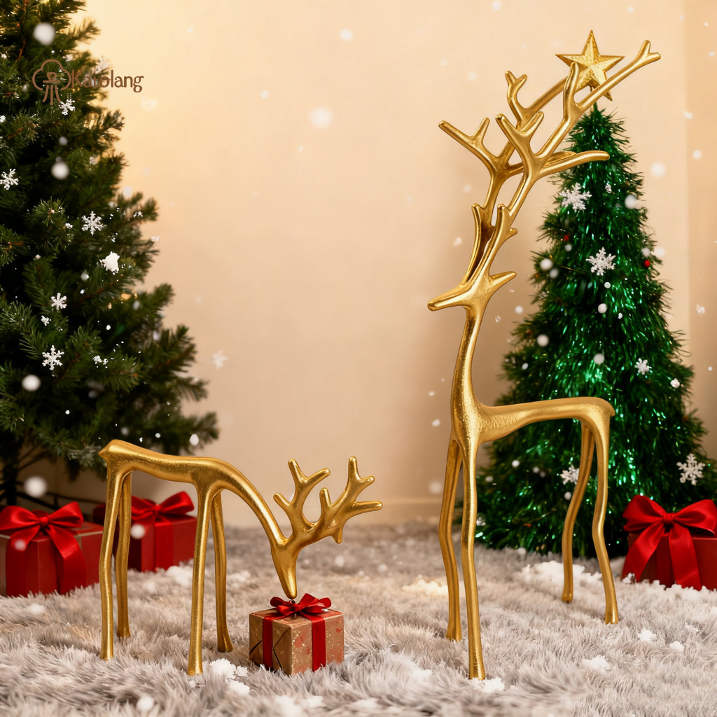 ที่ไม่ซ้ํากัน Handmade Reindeer Decor Elegant Reindeer Decor Golden Reindeer รูปปั้นสําหรับคริสต์มาส