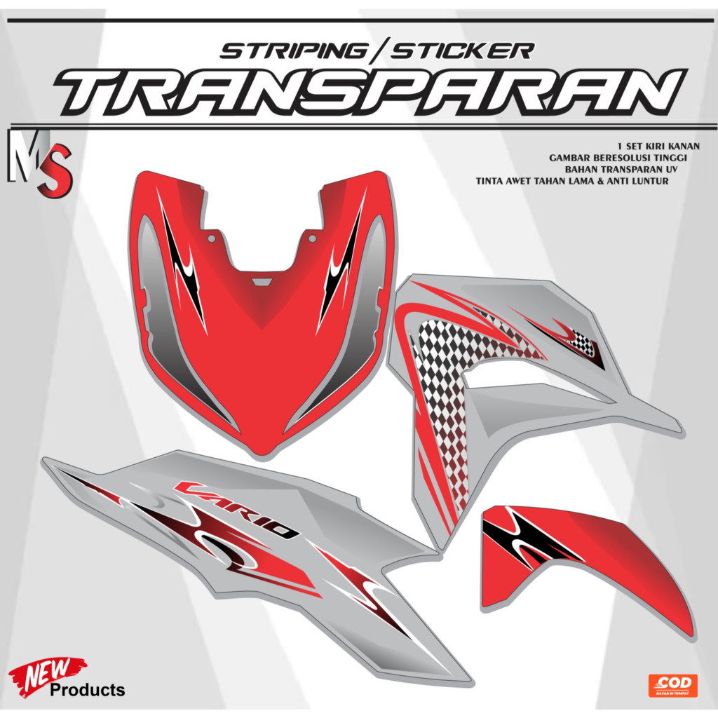 โปร่งใส Striping Vario Gen 2 ใหม่สติกเกอร์ Variation Chess Motif Varky V3 Simple MS002 / MOTORCYCLE 