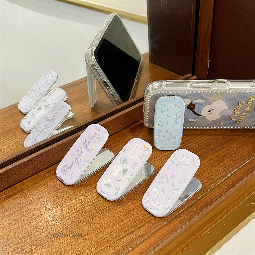 หุยวานจู อิน ที่วางโทรศัพท์มือถือพร้อมกระจกกลับวางบางเฉียบที่มองไม่เห็นเคสโทรศัพท์มือถือประเภทวางหลังพับสนับสนุนมินิแบบพกพาขนาดกะทัดรัดโทรศัพท์มือถ