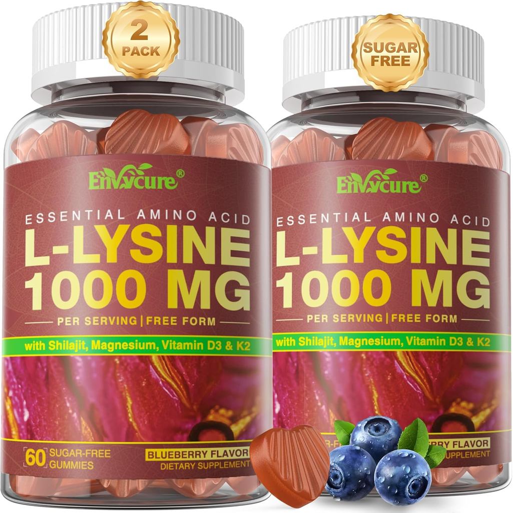 L-Lysine 1000mg Gummies - Essential Amino Acids - Immune, Lip, Calcium Absorption & Collagen Support