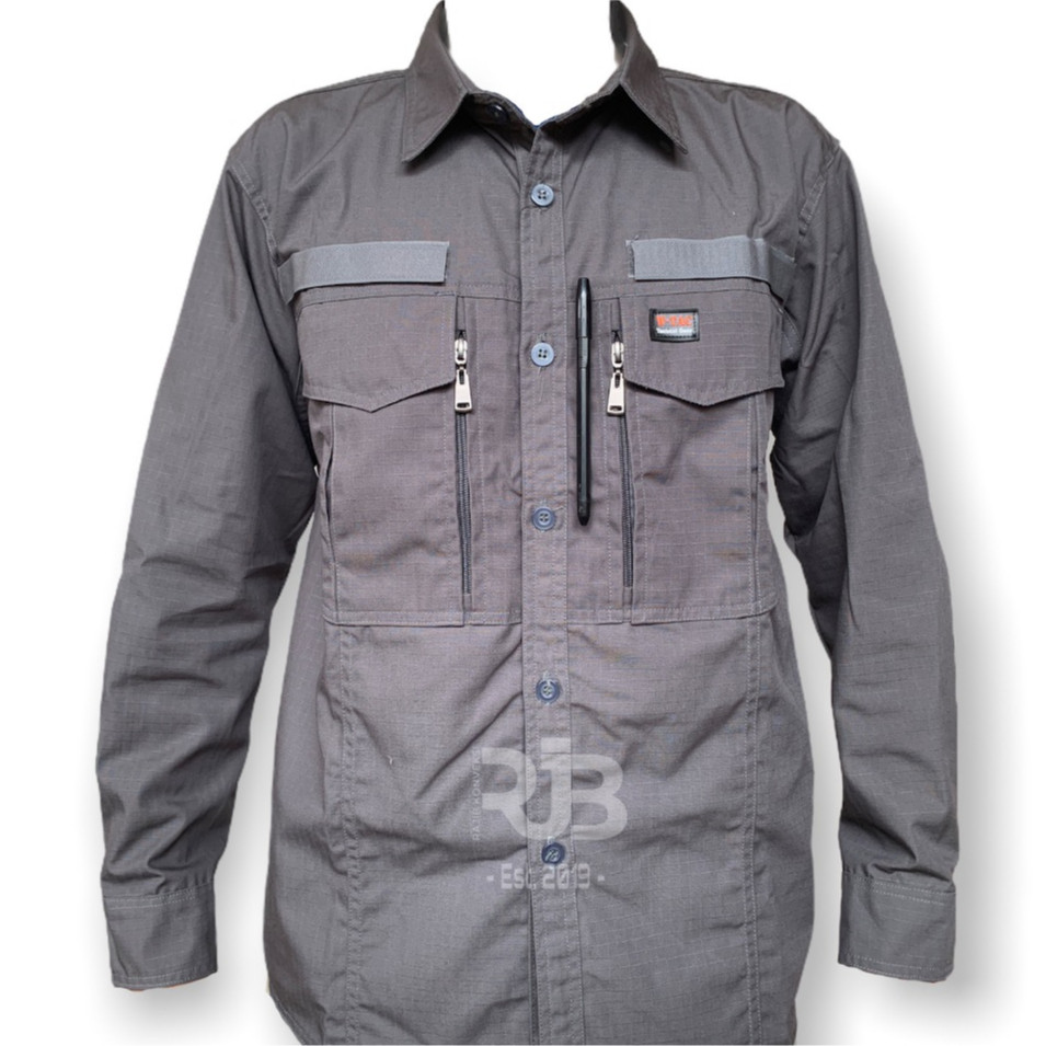 KEMEJA KATUN DELISTORE Ripstop Cotton Long Sleeve Tactical Shirt S-5XL