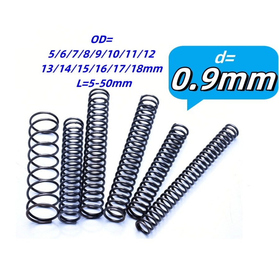 65Mn สปริงเหล็กอัดสปริง d0.9mm*OD5-18mm*L5-50mm แรงดันแรง สปริงคืน สปริงอัด สปริงป้องกันความเมื่อยล้