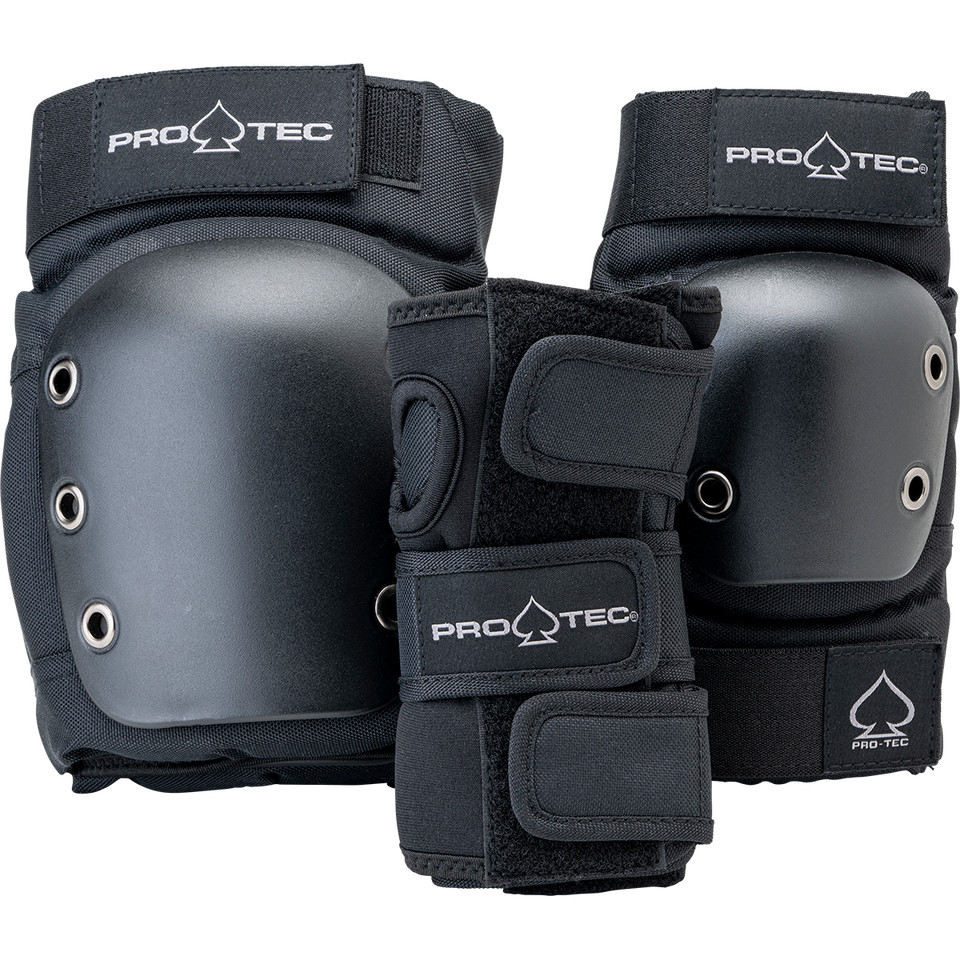 อุปกรณ์ป้องกัน สนับเข่า,ศอก Protective Gears Pro-Tec Street Gear 3-Pack Open-Back Black