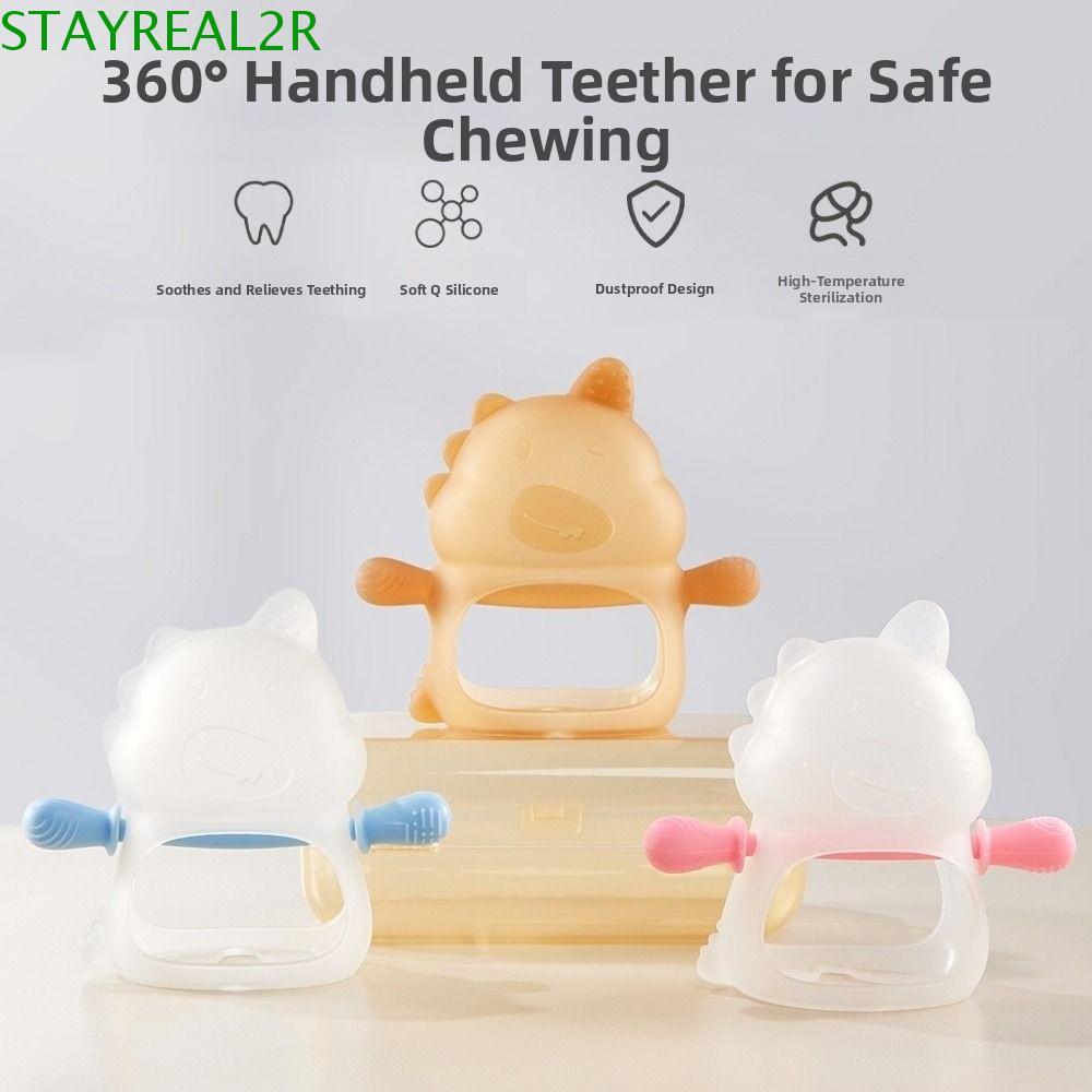 STAYREAL2R 3 ชิ้นเด็กไดโนเสาร์ Teether, Anti-กินมือ Anti Dropping พยาบาลการงอกของฟันของเล่น, Easy Gr