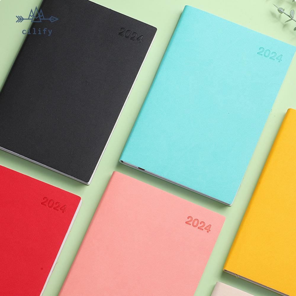 [Cilify.th] 2024 A5 Planner Notebook Full Year Planner Desk Hardback PU ปกหนังตารางภาษาอังกฤษ Day Vi
