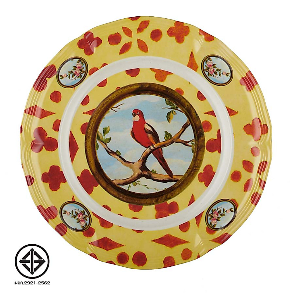 SuperSOSO! จานกลม จานเมลามีน Flower-ish Round Plate จานสวย ขนาด26ซม (10นิ้ว) เมลามีน มีสีสัน รูปแบบที่ชัดเจน ลายดอกไม้
