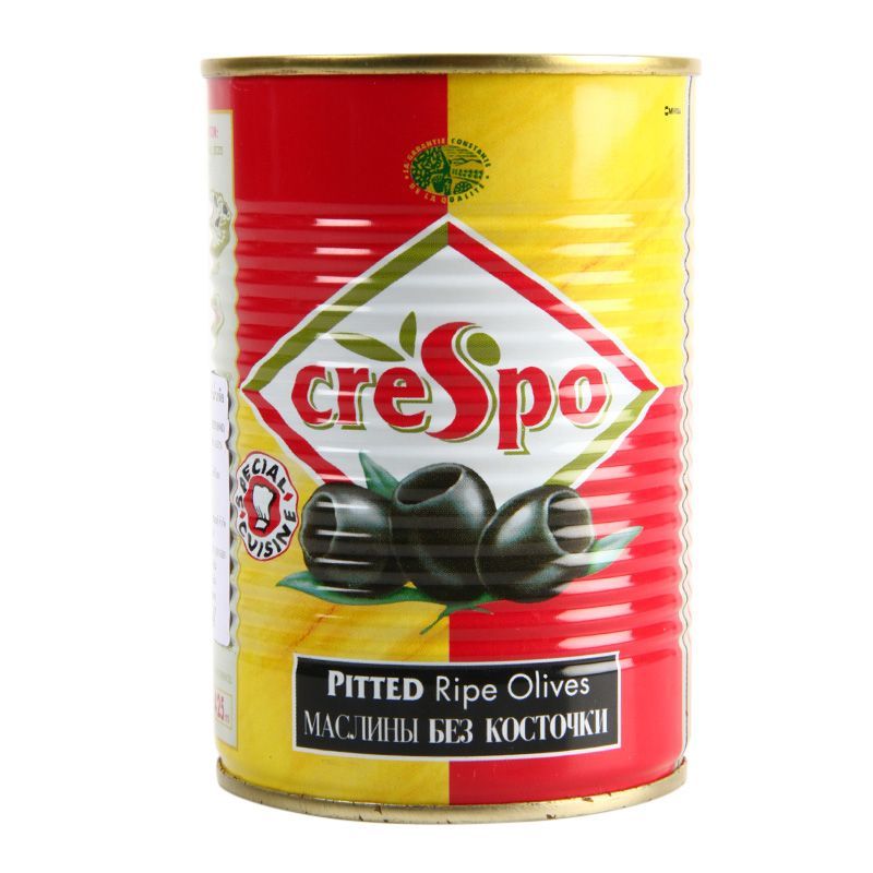 เกรสโปมะกอกดำไม่มีเมล็ดในน้ำเกลือ 387กรัม Crespo Pitted Black Olives 387g. [หมายเลขบาร์โค้ด 3076820002064 ]