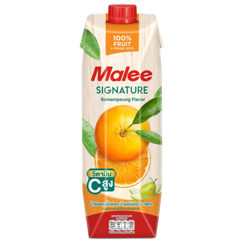 มาลีซิกเนเจอร์น้ำส้มสายน้ำผึ้ง 1ลิตร. Malee Signature Sainampeung Juice 1ltr. [หมายเลขบาร์โค้ด 8853333013580 ]