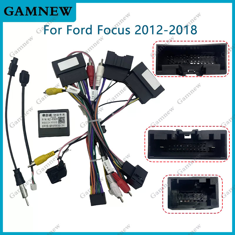 16Pin รถสายไฟอะแดปเตอร์สายไฟ Canbus กล่องสําหรับ Ford Focus Kuga Edge Explorer Fiesta Escape RZ-FD09