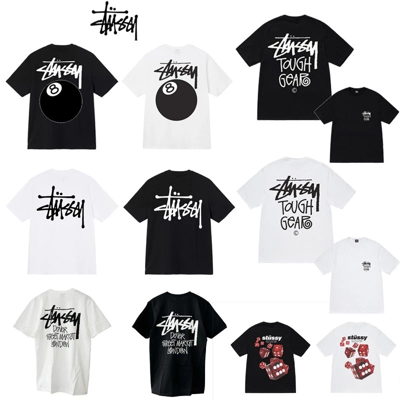(จัดส่งตลอด 24 ชั่วโมง)AwenMoor คลาสสิกสีดำแปดบิลเลียดพิมพ์ลายเสื้อยืดแขนสั้นคอกลมหลวมสำหรับผู้ชายและผู้หญิง t shirt