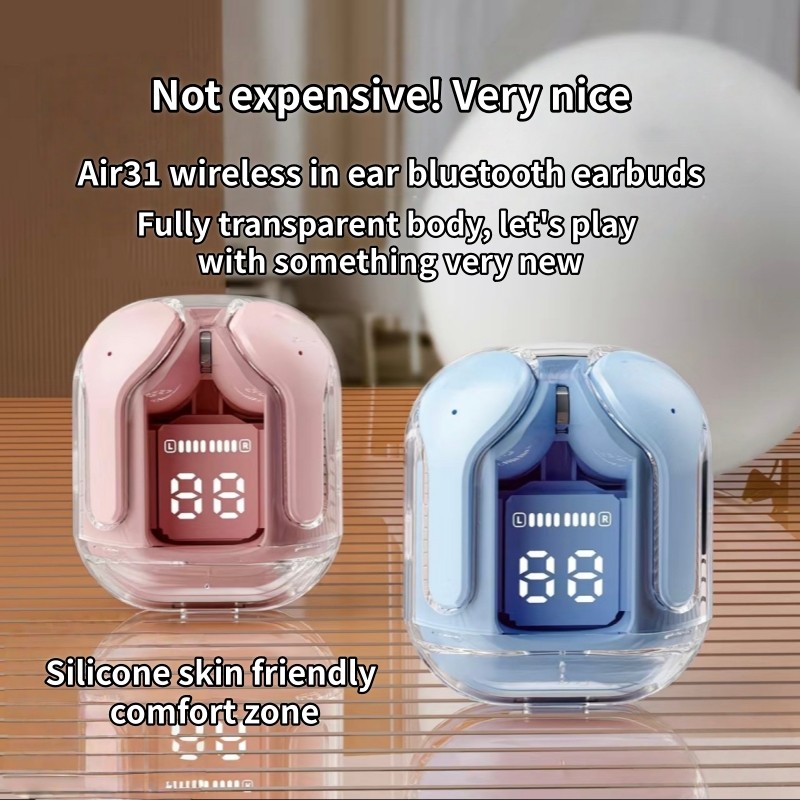 ไร้สายบลูทูธ5.3ในหู Air31หูฟังโปร่งใสคุณภาพสูงพร้อมจอแสดงผลแบตเตอรี่ดิจิตอล