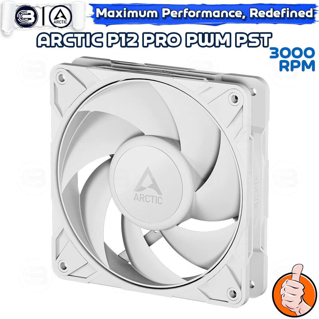 [CoolBlasterThai] ARCTIC P12 PRO PST WHITE (120 mm.) PC Fan Case ประกัน 6 ปี