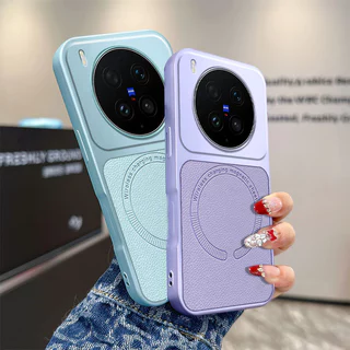 ฝาครอบแม่เหล็กหนัง PU สําหรับ vivo X300 Ultra X200 Pro X300S พื้นผิวลื่นซิลิโคนกันกระแทกโทรศัพท์กลับกรณี
