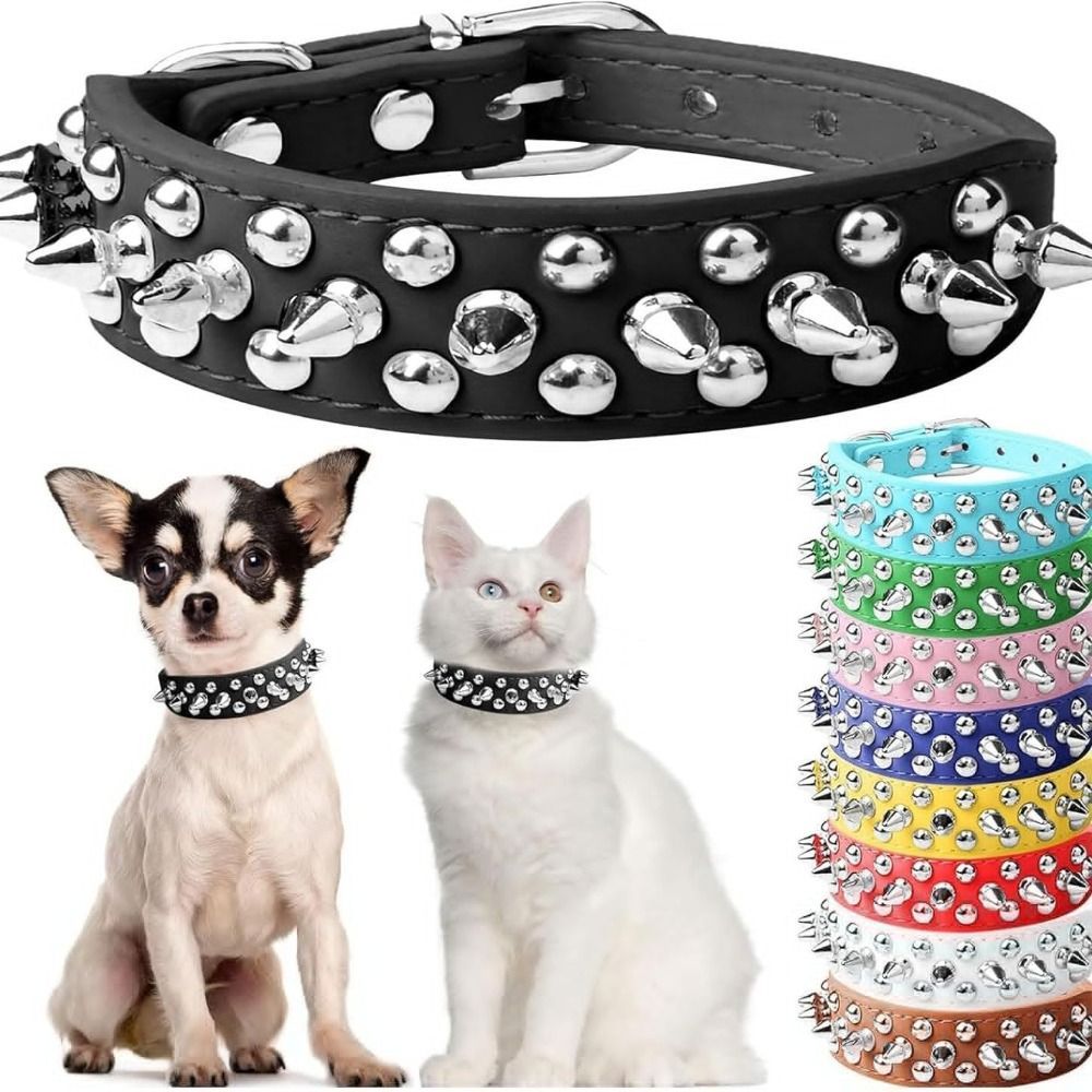 ปลอกคอสุนัขสัตว์เลี้ยง, หนัง PU การออกแบบเบาะ Anti-Chew Collar, ปรับ Anti-Bite Spiked Rivet Studded Punk สไตล์ Spiked ปลอกคอสุนัขสําหรับสุนัข ABEBONGO