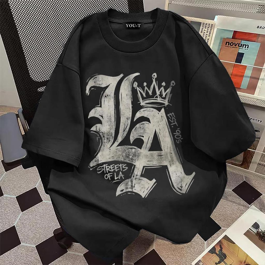Y-T🔥พร้อมส่ง เสื้อยืด oversize ผ้าฟอกวินเทจ ผ้าฝ้ายแท้ใส่สบาย ไม่แตกเมื่อซัก ลาย "STREETS"