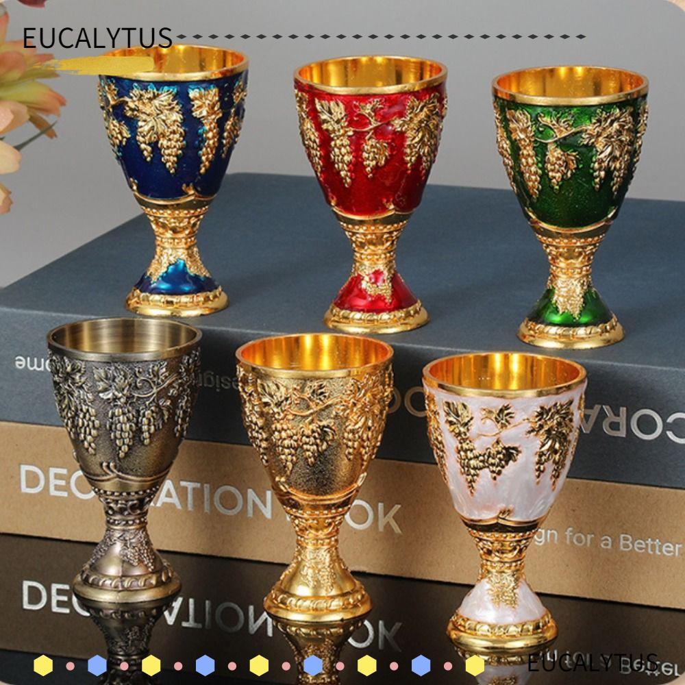 EUCALYTUSTH เครื่องดื่มแก้ว, Mini 30ml Spirits ถ้วยวอดก้า Goblet, งานแต่งงาน Chalices Retro Alloy Drinkware บนโต๊ะอาหารสีแดงแก้วสุรา