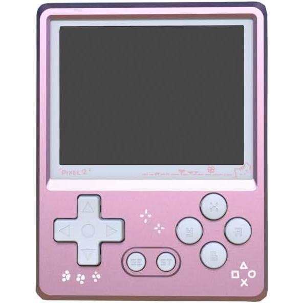 GKD Pixel 2 สีชมพูโลหะคอนโซลเกม Retro แบบพกพา Mini Pocket Handheld, หน้าจอ IPS 2.4 นิ้วติดตั้งกับ 64