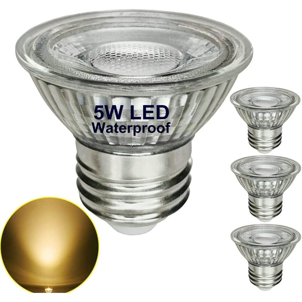 Full Glass PAR16 LED Spotlight หลอดไฟหรี่แสงได้ 5W(50W เทียบเท่า),คอสั้น HR16/PAR16 น้ําท่วม, Warm W