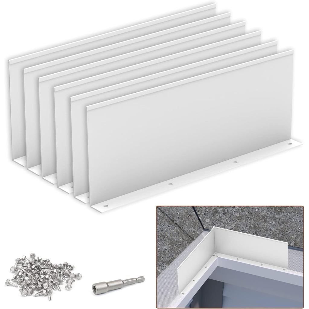 BJADES Gutter Valley Splash Guard,หลังคาอลูมิเนียม 6 ชิ้น Valley Splash Shield Gutter Guard. สําหรับ