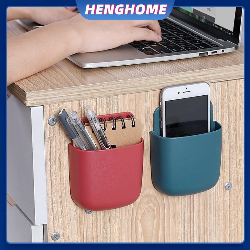 HENGHOME กล่องเก็บของติดผนังมัลติฟังก์ชั่นที่วางปลั๊กโทรศัพท์มือถือขาตั้ง Ra รีโมทคอนโทรลจัดเก็บ Case HENGHOME
