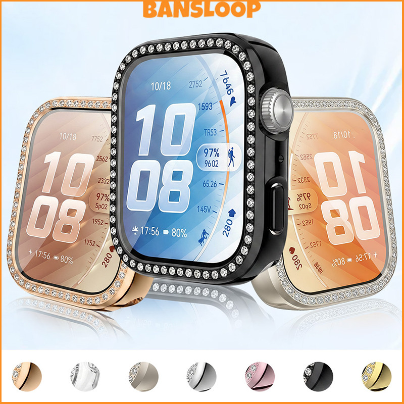 กรณี PC Diamond Bling for Smartwatch Huawei Watch Fit 5 / 5 Pro กระจกนิรภัยปกป้องหน้าจอ อุปกรณ์เสริมกรอบกันชน