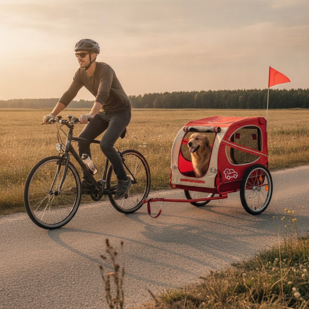 Pet Cycle Trailer Tow-Behind Dog Bike Trailer Carrier Enclosed Breathable สําหรับสัตว์เลี้ยง, Outdoo