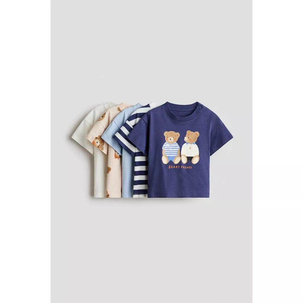 H&M(เอชแอนด์เอ็ม) เสื้อยืดคอตตอน 5 ตัวชุด เด็กทารก 1358653_1