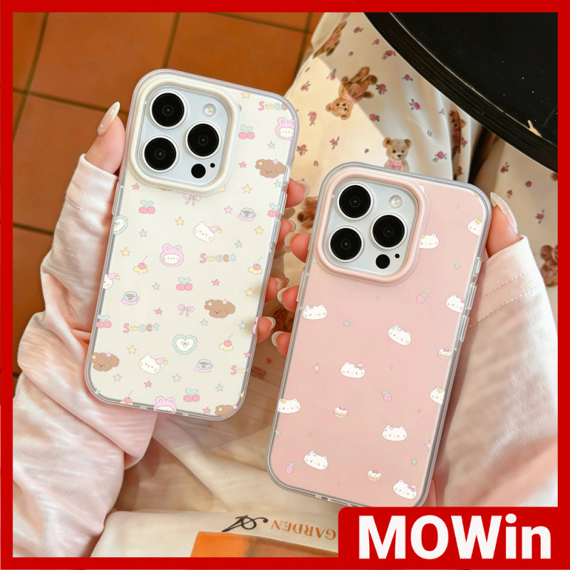 MowinCase - เข้ากันได้กับเคส iPhone 13, เคส iPhone 17 Pro Max, สีลูกกวาด, โปร่งแสง, ทูอินวัน, สัญลักษณ์ลูกแมวและลูกสุนัขน่ารัก