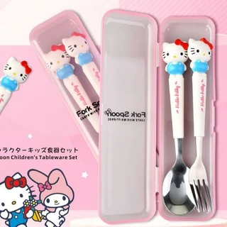 ชุดตะเกียบช้อนส้อม Sanrio สแตนเลส 410 ไม่เป็นสนิม เหมาะสำหรับนักเรียน ของขวัญวันเกิดเด็กยอดฮิต