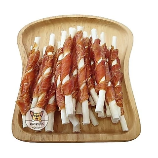 ขนมสุนัข ไก่พันครั้นชี่แข็ง-นิ่มรสนม ขนมหมา ขนาด100กรัมและ250กรัม