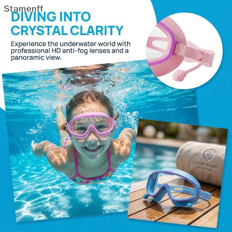 Kids Big Frame Anti Fog Swim Goggles กันน้ําสําหรับ Poolside Swimming Training Classes