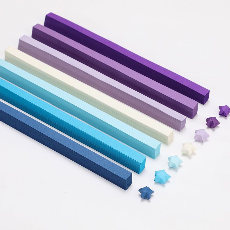 渐变彩色星星折纸印花幸运星手工DIY幸运星瓶创意礼品7/11 Gradient Colorful Star Origami Printed Lucky Star Handmade DIY Lucky 