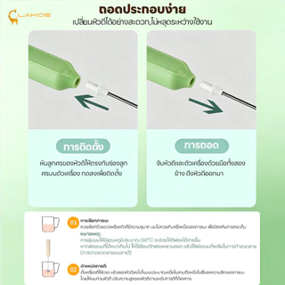 LAKOEMALL เครื่องตีฟองนมไฟฟ้า ที่ตีฟองนม แบบพกพา ที่ตีฟองนมไร้สาย ชาร์จแบบ Type-C เครื่องตีฟองนม