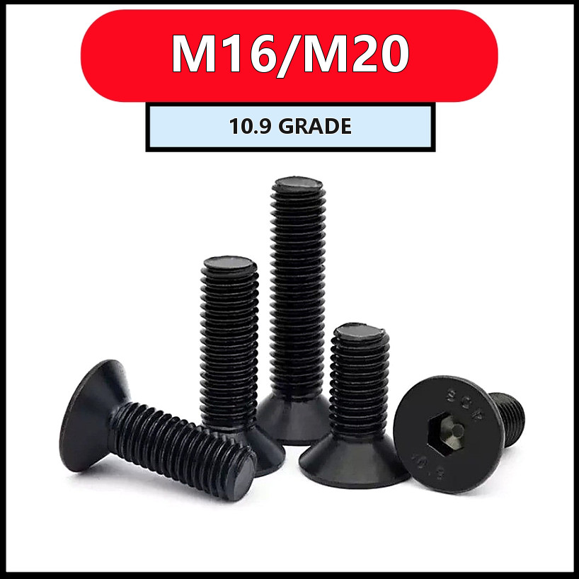 สกรูหัวจมหกเหลี่ยม M16 M20 เหล็กเกรด 10.9 แข็งแรง (1-2pcs) [FKY-M1]