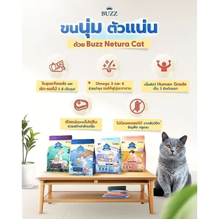 {FS} Buzz Netura บัซซ์ อาหารแมวสูตรโฮลิสติก-เกรนฟรี สูตรแซลมอน เนื้อปลาและไก่ และ Indoor ขนาด 4 kg