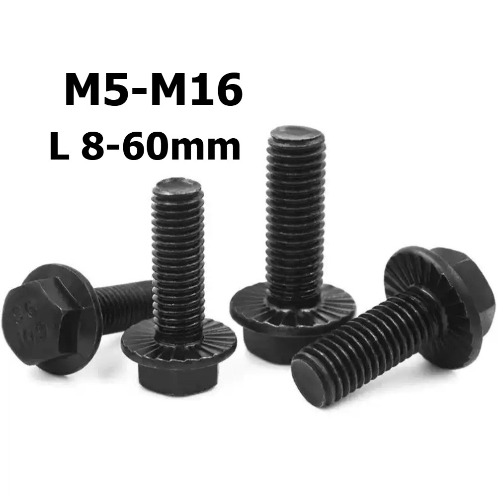 น็อต สกรู หัว หกเหลี่ยมติดแหวน เหล็กแข็ง 10.9 เกลียวมิล หยาบ M5 M6 M8 M10 M12 M14 M16