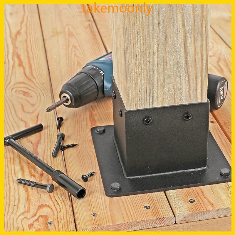 TAK Durability Metal Post Brackets Weatherproofed Patios Railing Brackets สําหรับการสนับสนุนรางดาดฟ้