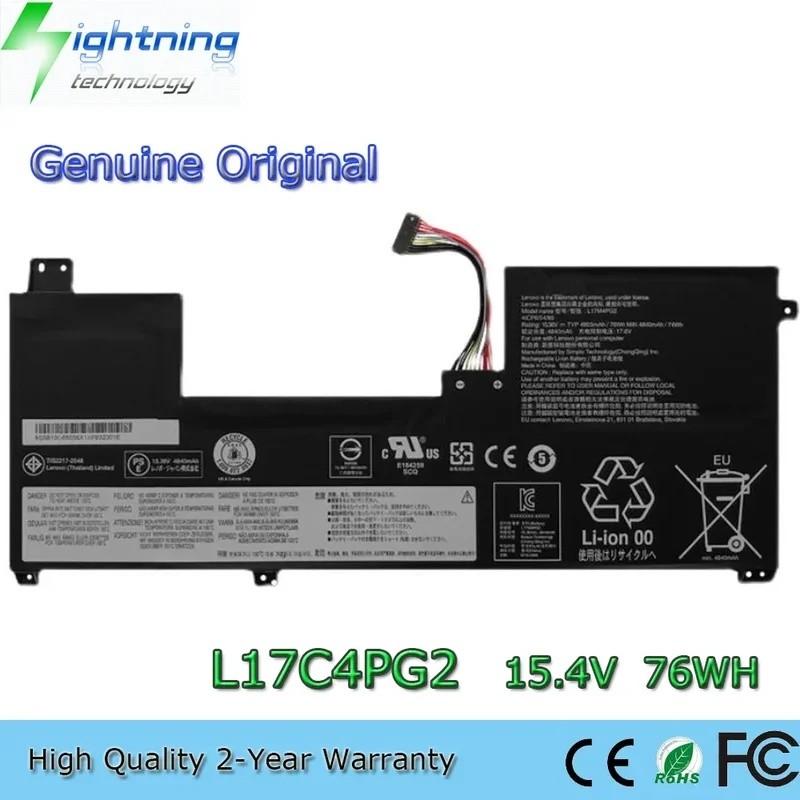 ใหม่ L17C4PG2 15.4V 76Wh แบตเตอรี่แล็ปท็อปสําหรับ Lenovo Legion Y730-17ICH Y740-17ICHG L17M4PG2 ฯลฯ