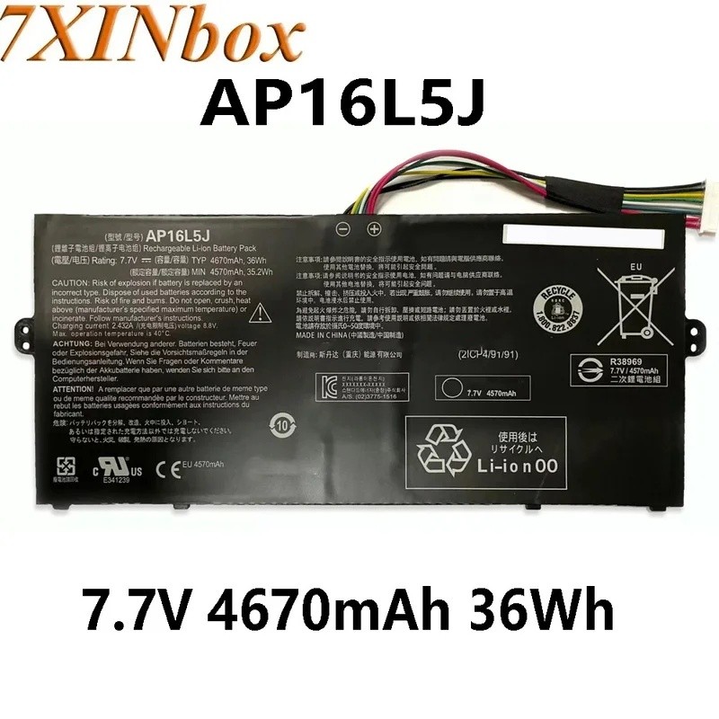 7XINbox AP16L5J 7.7V 4670mAh 36Wh แบตเตอรี่แล็ปท็อปสําหรับ Acer Chromebook Spin 311 Convertible รุ่น