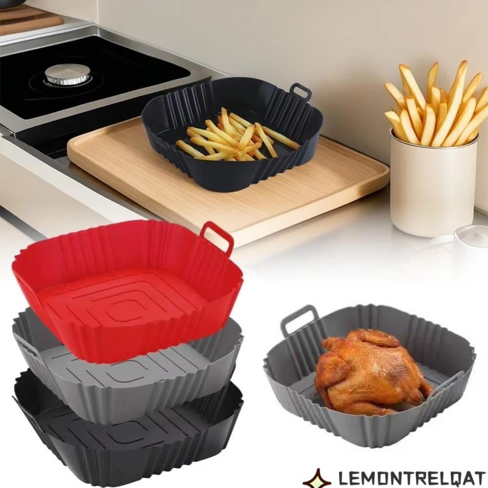 LEMONTRELQAT Silicone Air Fryer Liner, Non-Stick Square Shape Air Fryer Baking Tray, Baking Plate Re